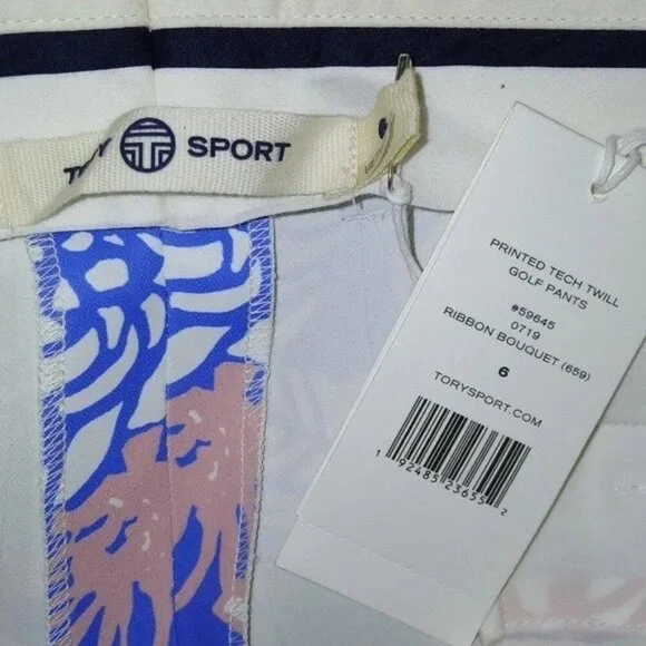 Tory Burch Ribbon Bouquet Printed Tech Twill Golf Pants - Picture 6 of 7